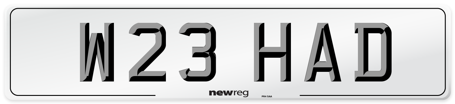 W23 HAD Number Plate from New Reg